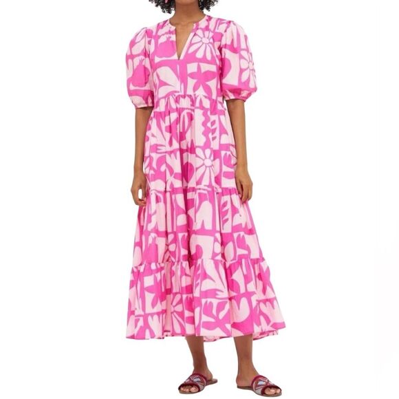 Oliphant Dresses & Skirts - Oliphant Tuckernuck Munthe Puff Sleeve Maxi Dress in Twiggy Pink Floral Size XS
